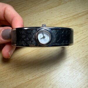 Coach New York Women’s Bangle Watch – Stainless Steel & Black Signature C Logo